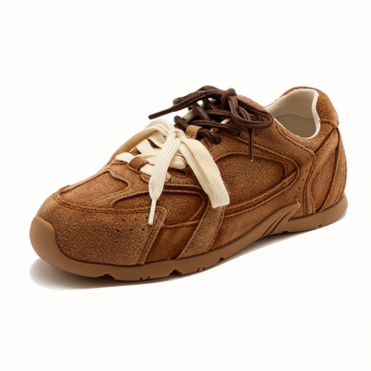 Women's Genuine Calfskin Suede Double Laced Trainers Corvine