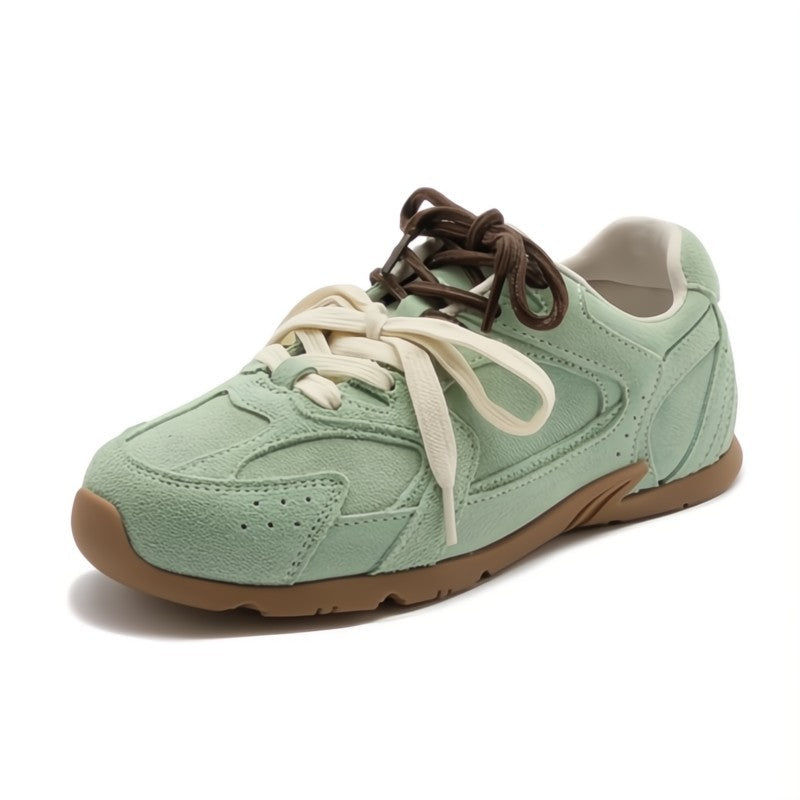Women's Genuine Calfskin Suede Double Laced Trainers Corvine