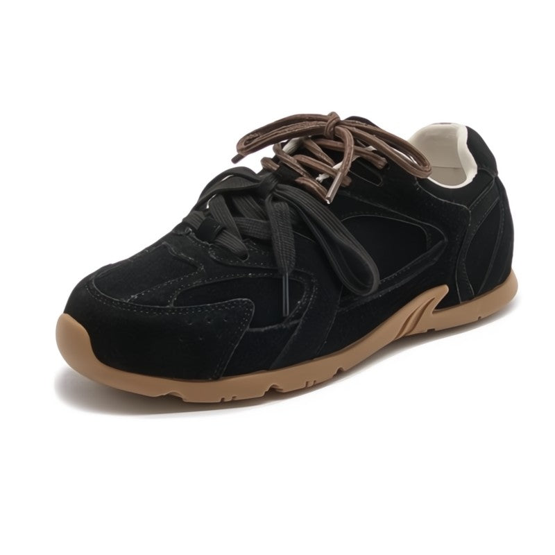 Women's Genuine Calfskin Suede Double Laced Trainers Corvine