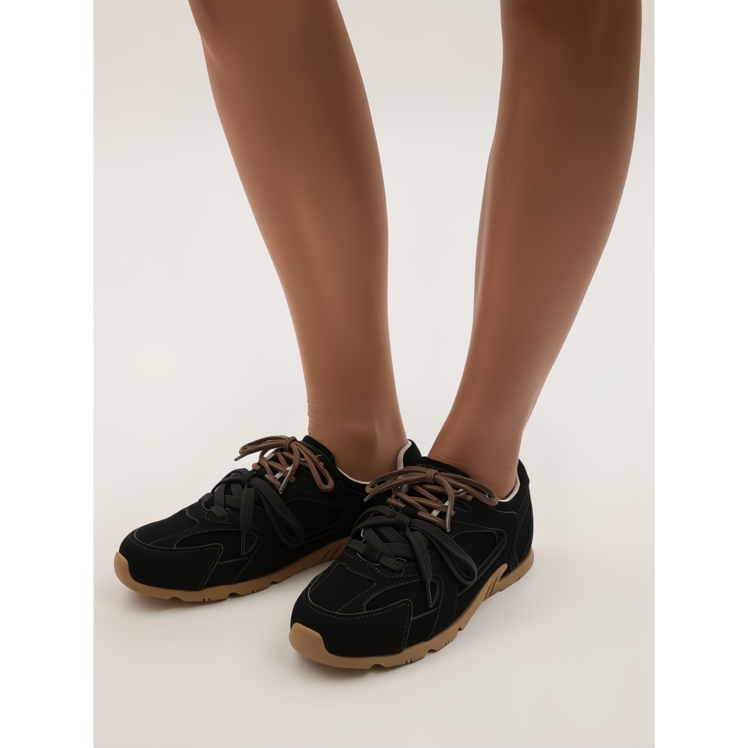 Women's Genuine Calfskin Suede Double Laced Trainers Corvine