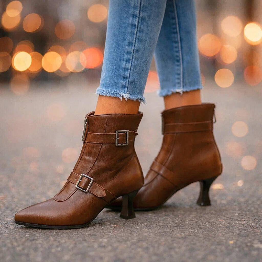 Women's Genuine Leather Black Ankle Boots Corvine