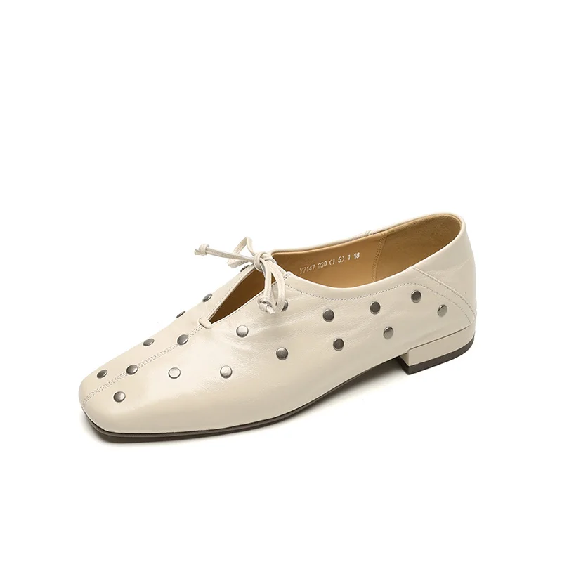 Women's Genuine Leather Black Flats Corvine