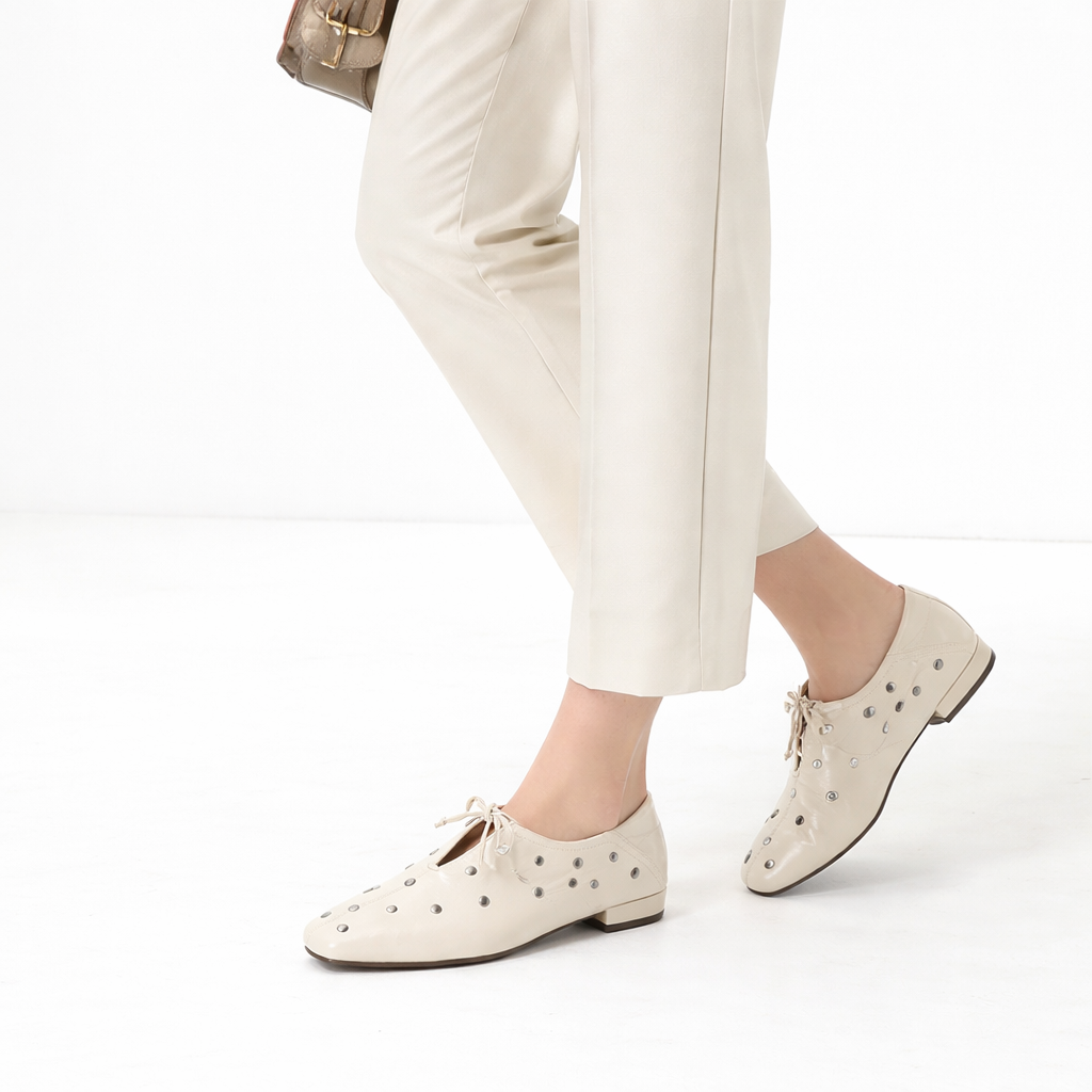 Women's Genuine Leather Black Flats Corvine