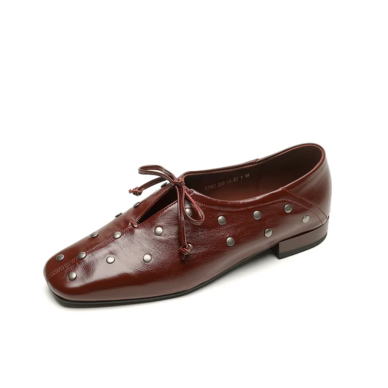 Women's Genuine Leather Black Flats Corvine