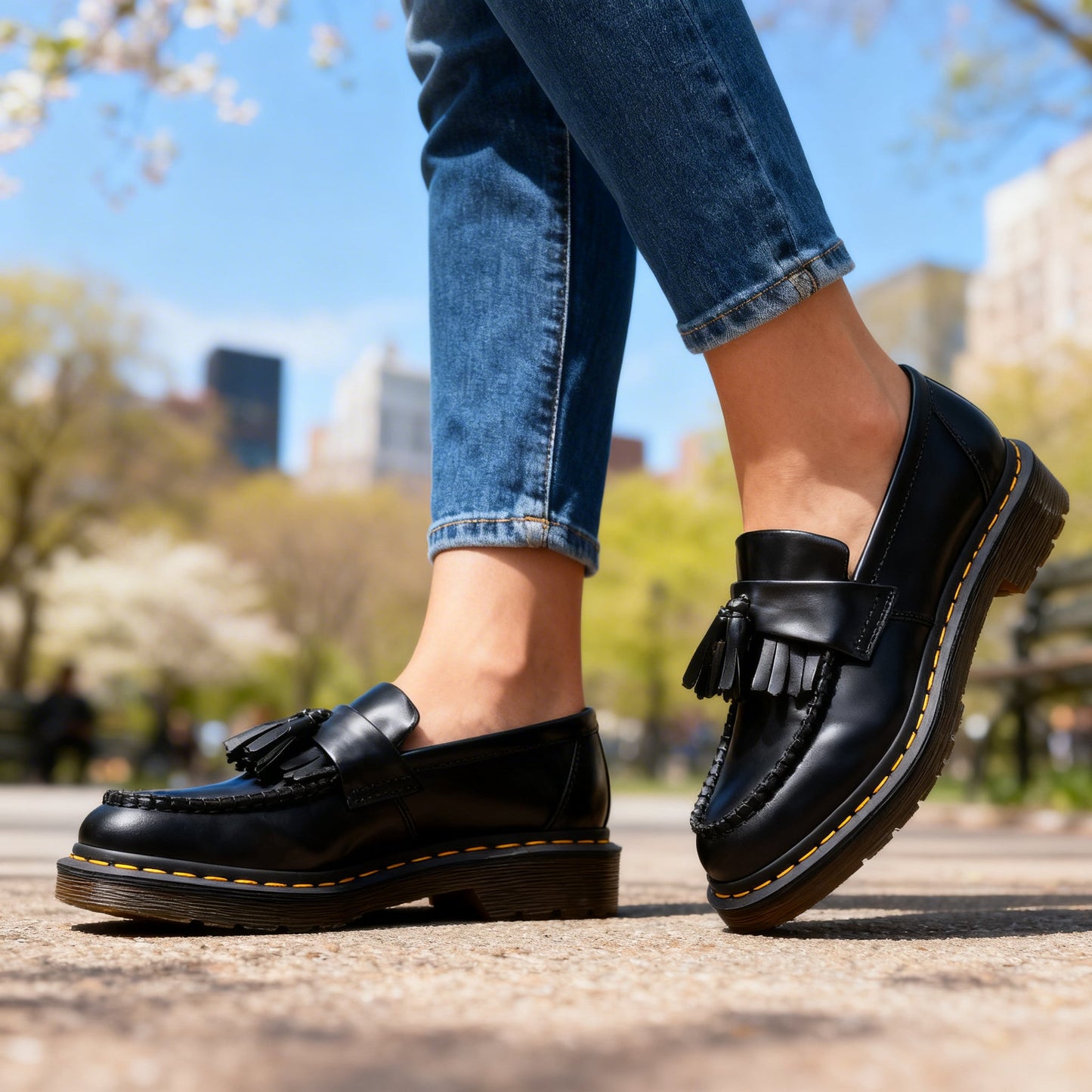 Women's Genuine Leather Black Loafers Corvine
