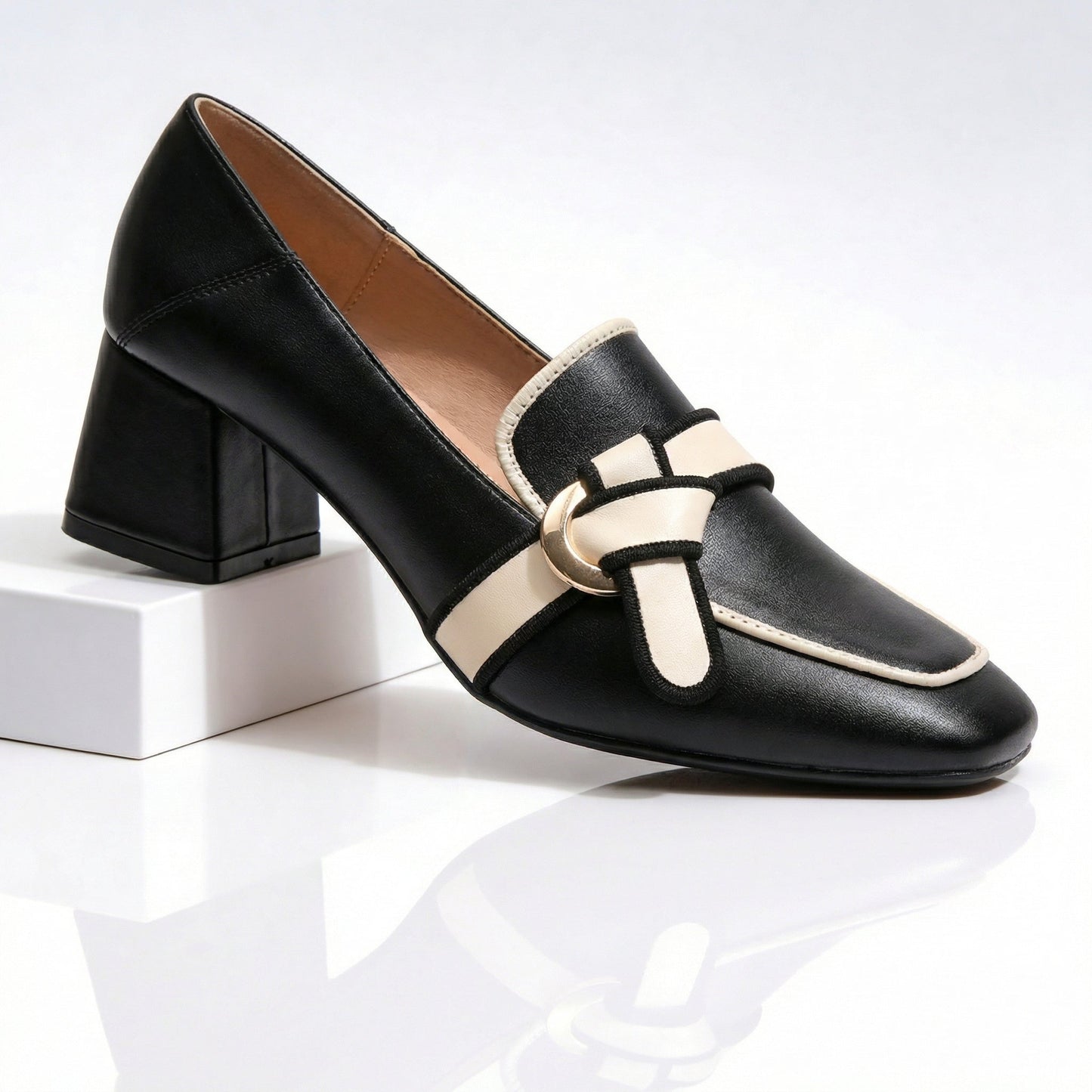 Women's Genuine Leather Black Loafers Corvine