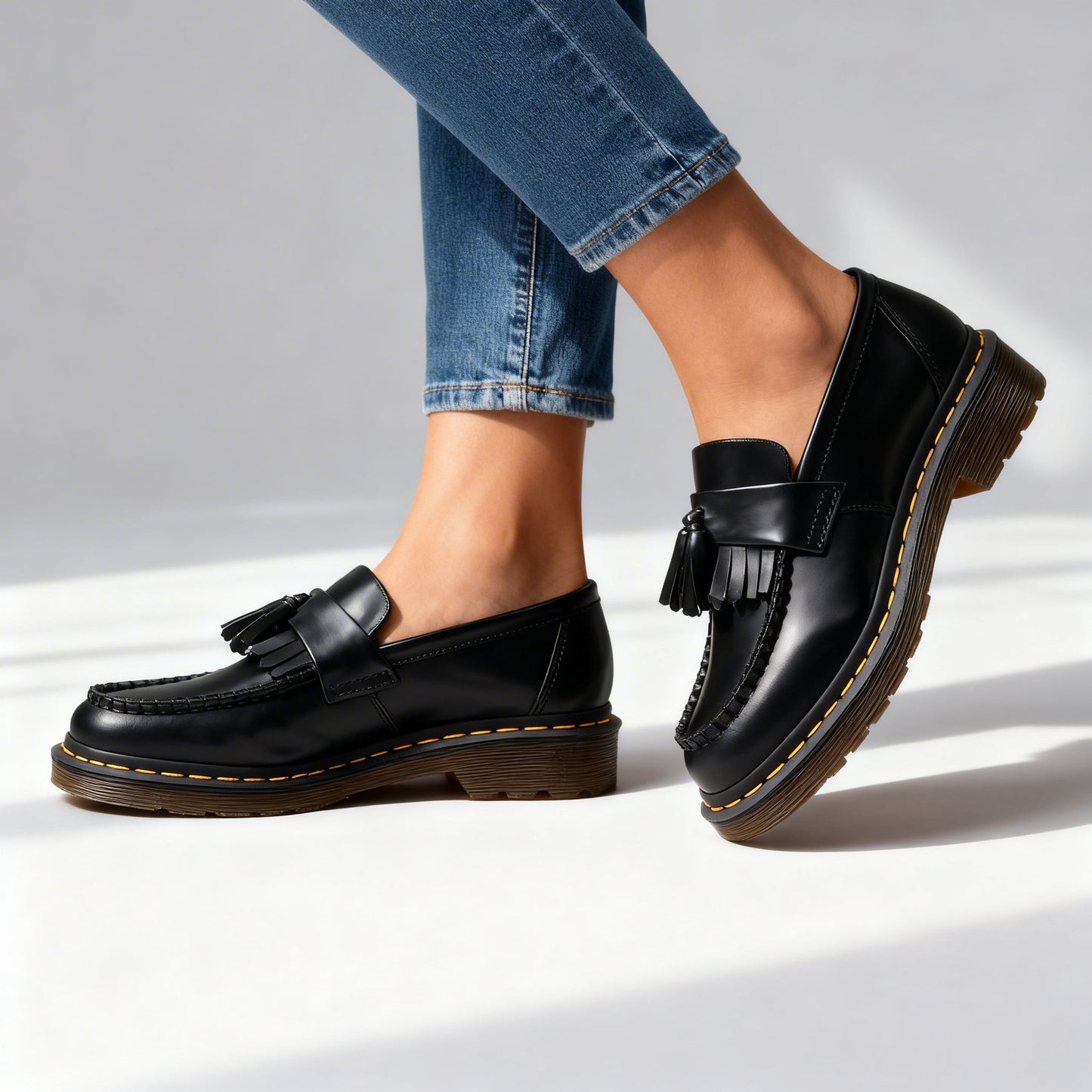 Women's Genuine Leather Black Loafers Corvine