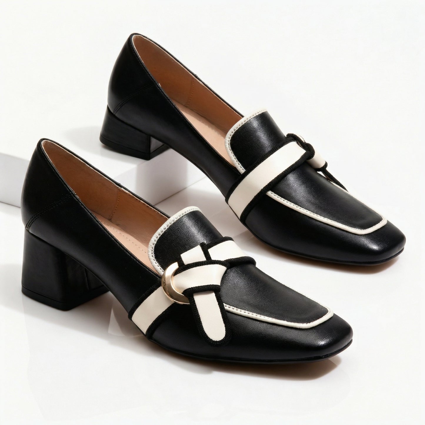 Women's Genuine Leather Black Loafers Corvine