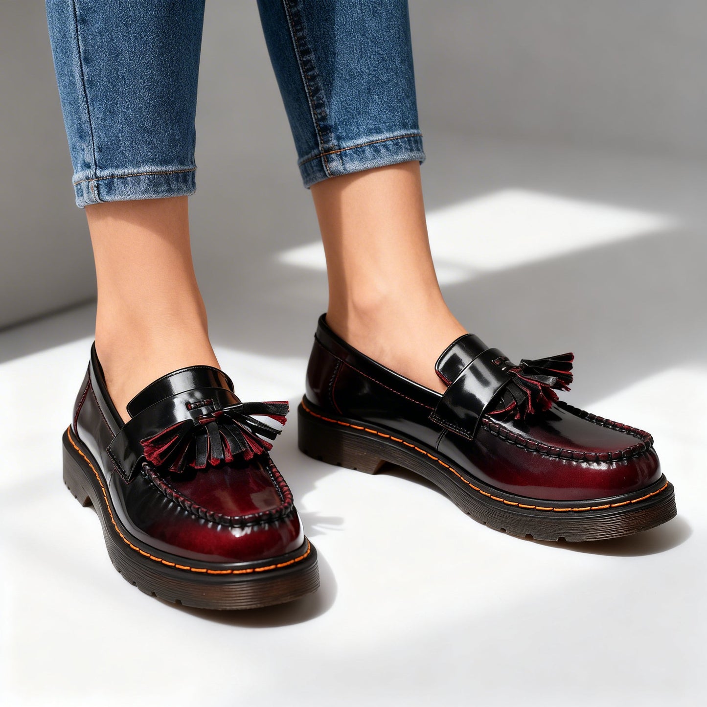 Women's Genuine Leather Black Loafers Corvine