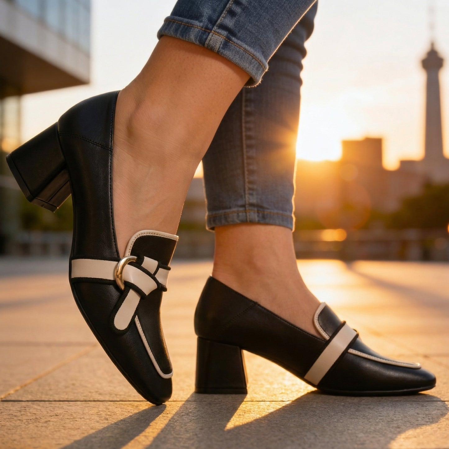 Women's Genuine Leather Black Loafers Corvine