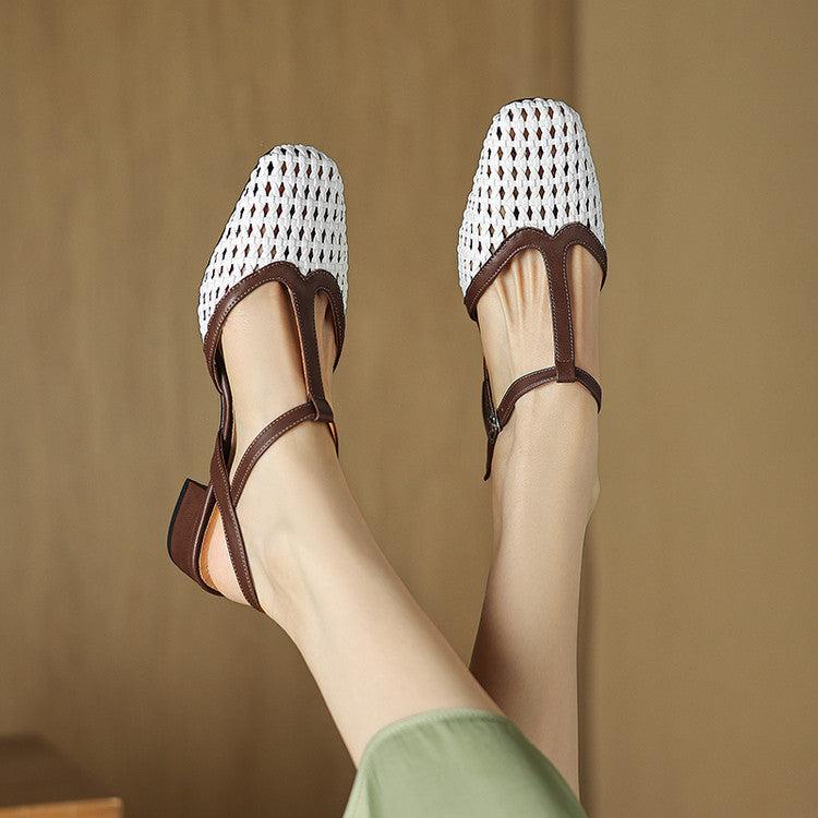Women's Genuine Leather Braided Heels Corvine