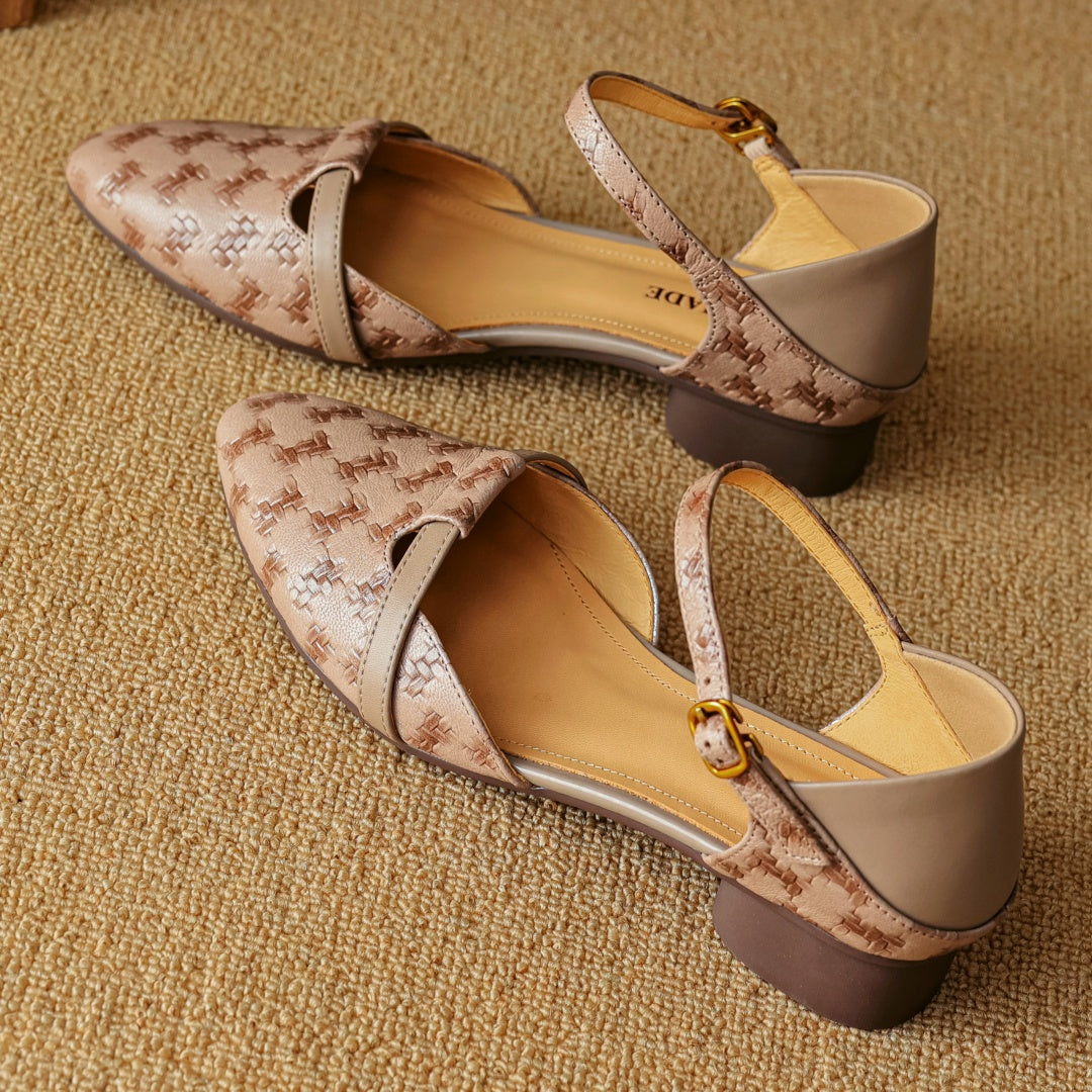 Women's Genuine Leather Braided Heels Corvine