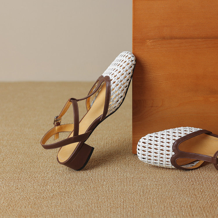 Women's Genuine Leather Braided Heels Corvine
