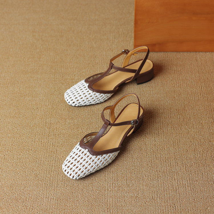 Women's Genuine Leather Braided Heels Corvine