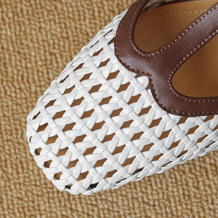 Women's Genuine Leather Braided Heels Corvine