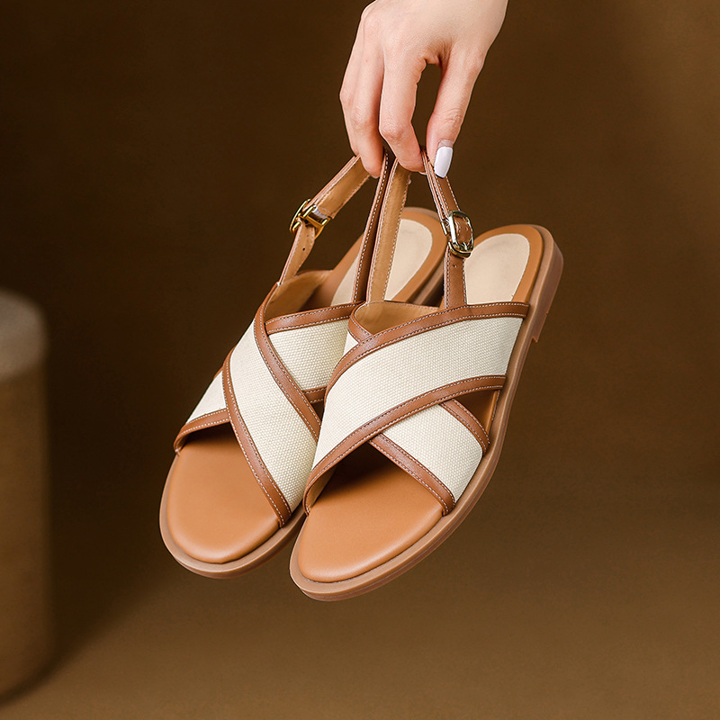 Women's Genuine Leather Cross-Strap Sandals Corvine