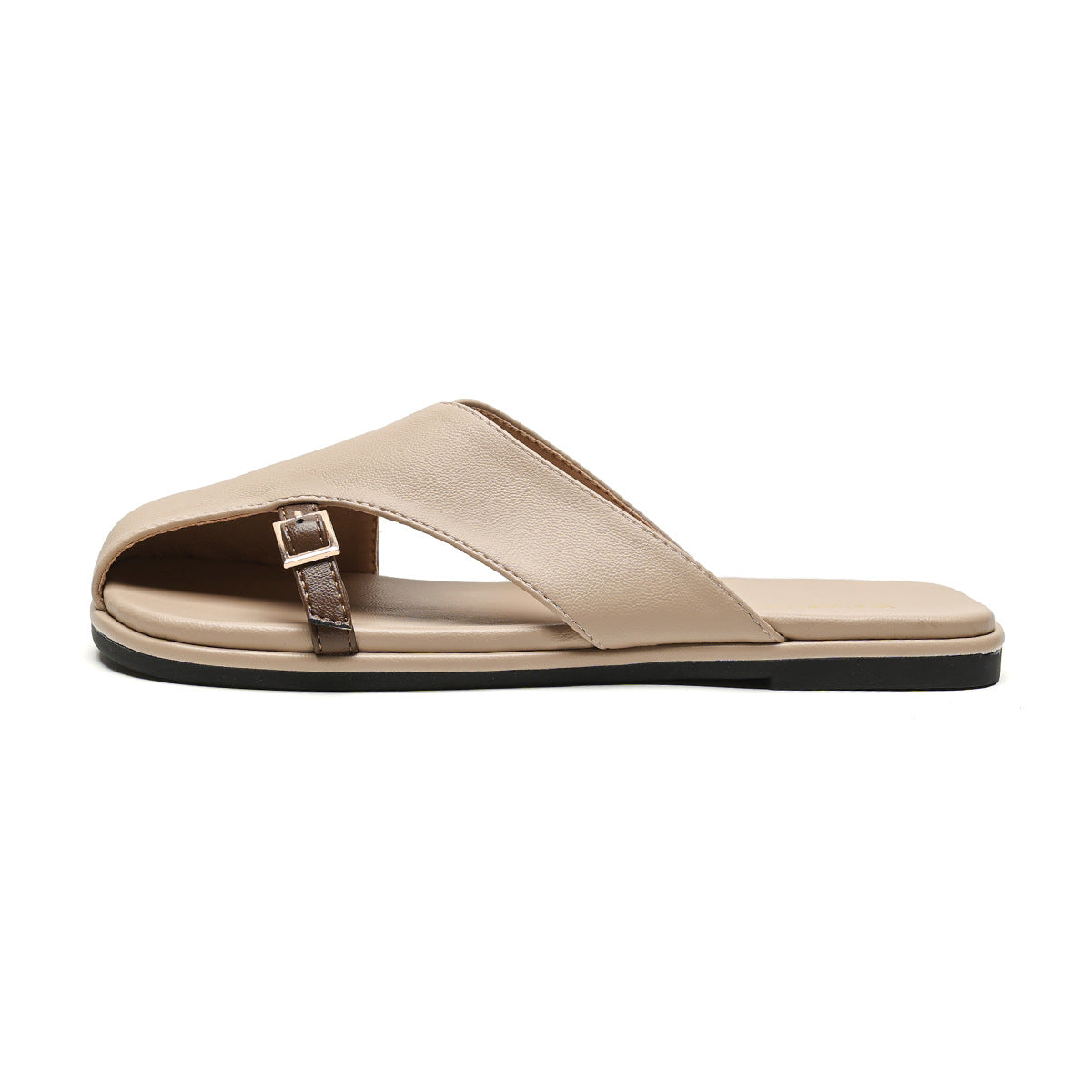 Women's Genuine Leather Cross-Strap Slides Corvine