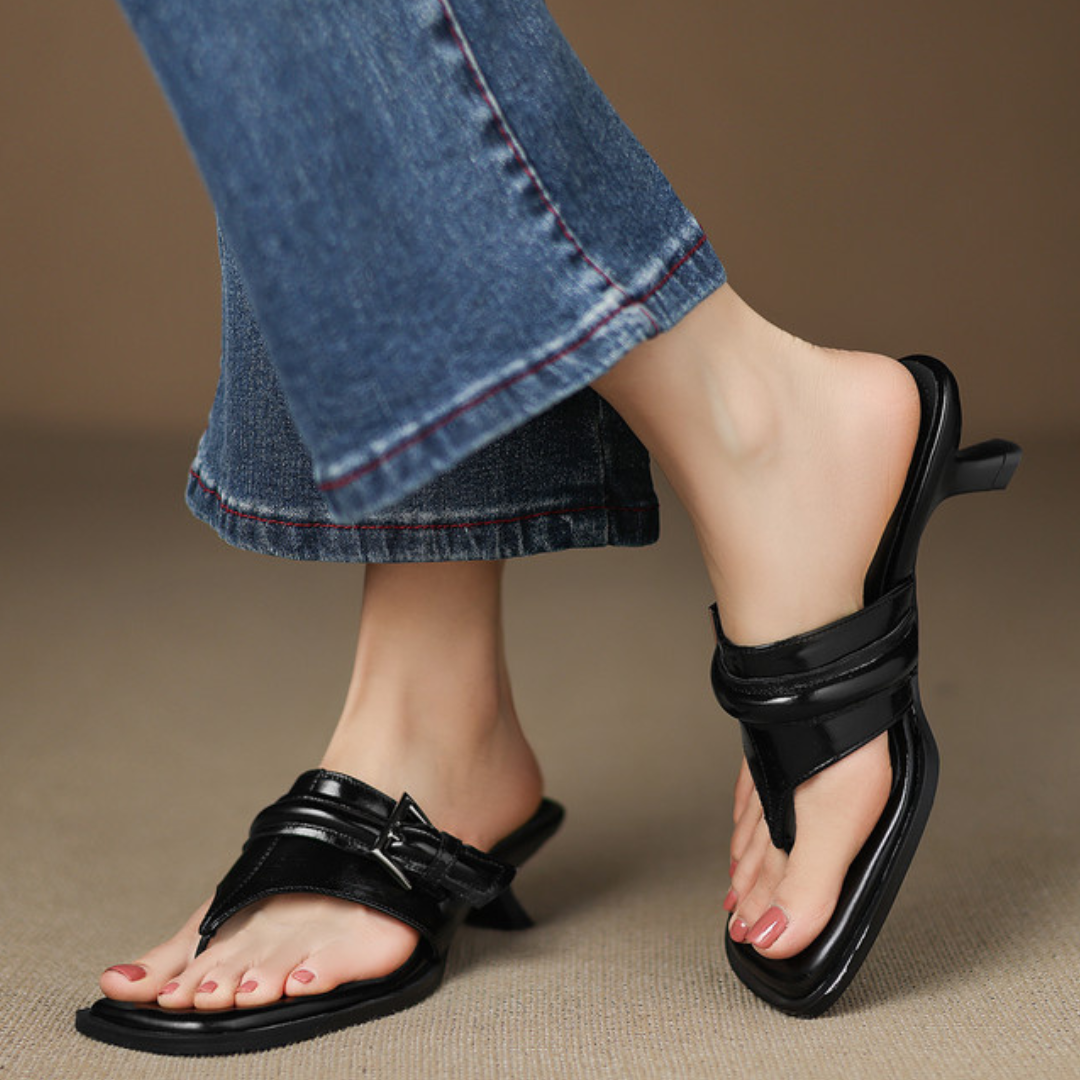 Women's Genuine Leather Kitten Heel Mules Corvine