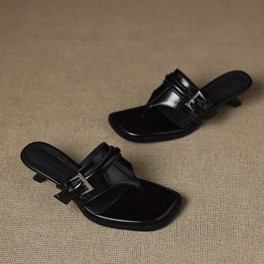 Women's Genuine Leather Kitten Heel Mules Corvine