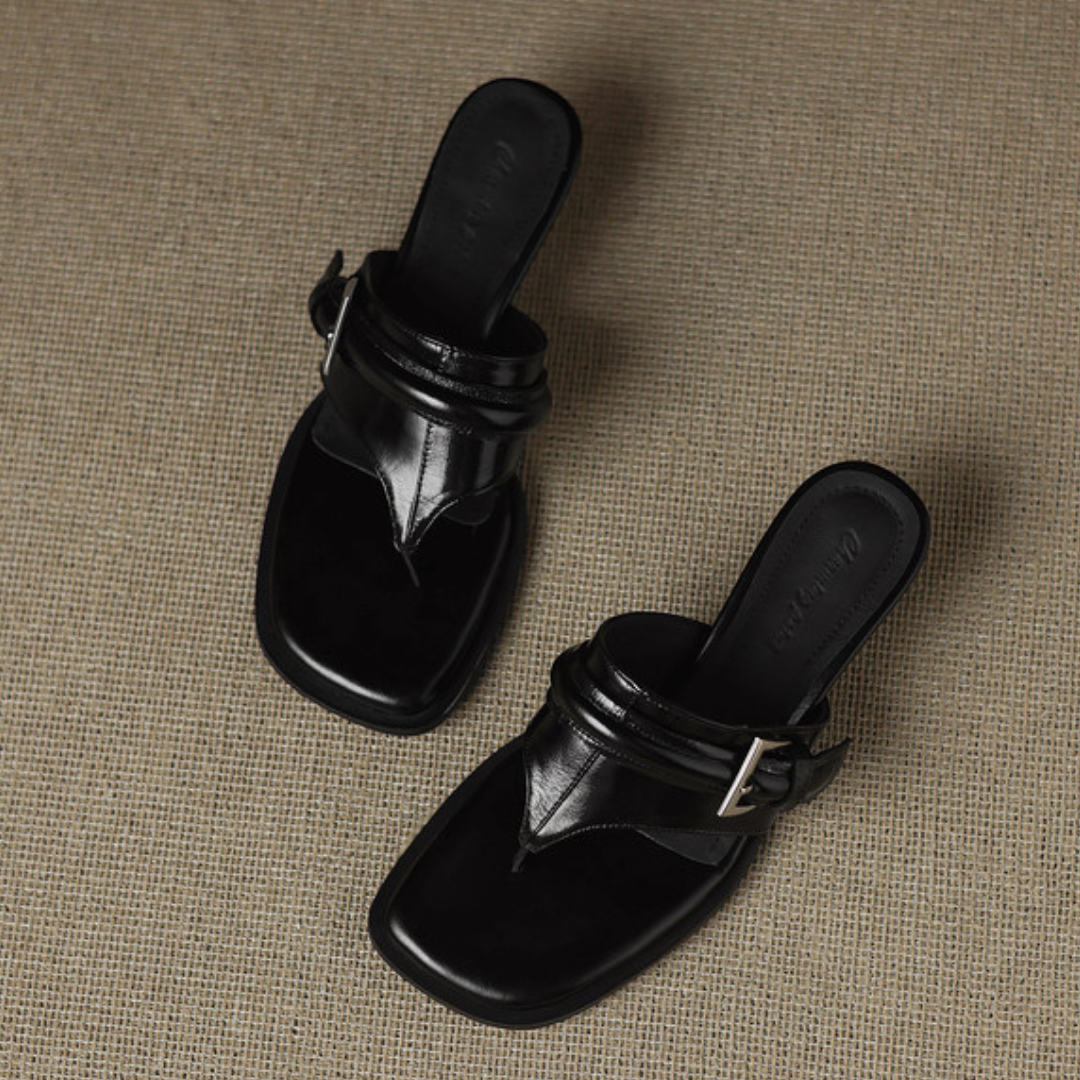Women's Genuine Leather Kitten Heel Mules Corvine