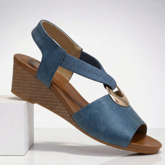 Women's Genuine Leather Mid Wedge Sandals Corvine