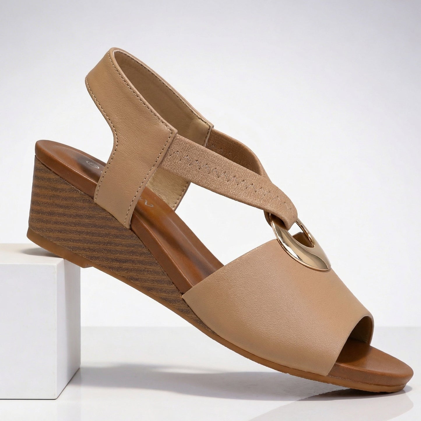 Women's Genuine Leather Mid Wedge Sandals Corvine