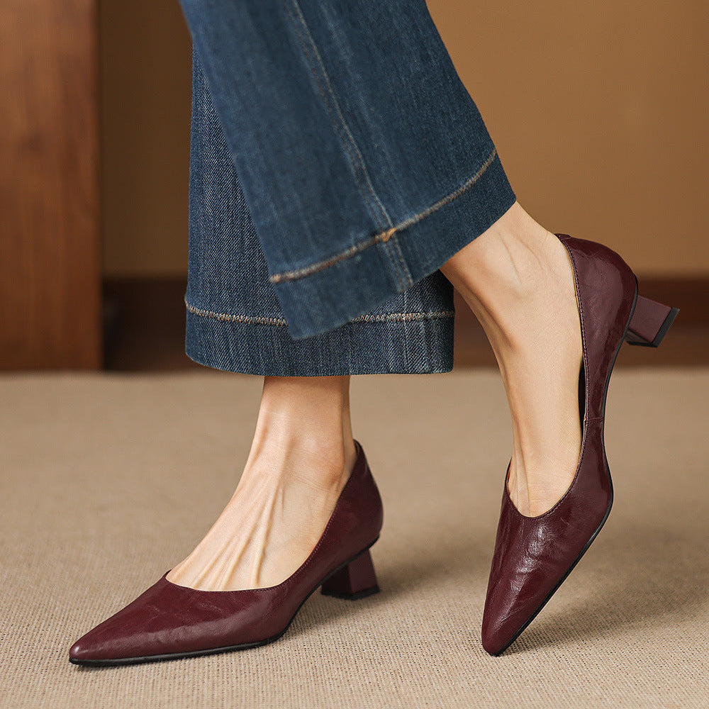 Women's Genuine Leather Pointed-Toe Heels Corvine