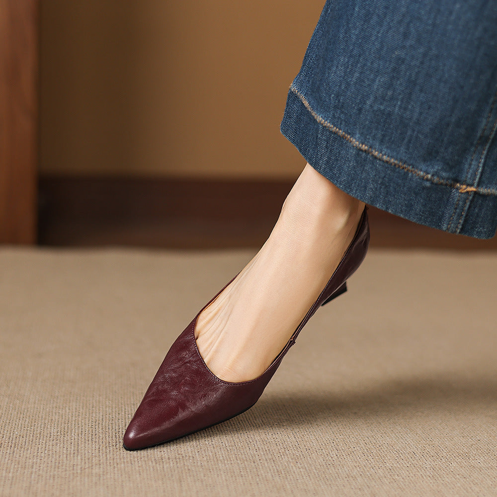 Women's Genuine Leather Pointed-Toe Heels Corvine