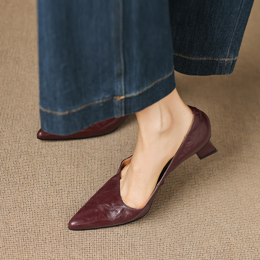 Women's Genuine Leather Pointed-Toe Heels Corvine