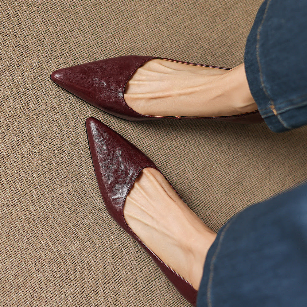 Women's Genuine Leather Pointed-Toe Heels Corvine