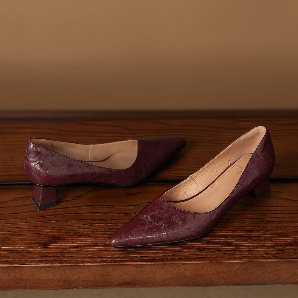 Women's Genuine Leather Pointed-Toe Heels Corvine