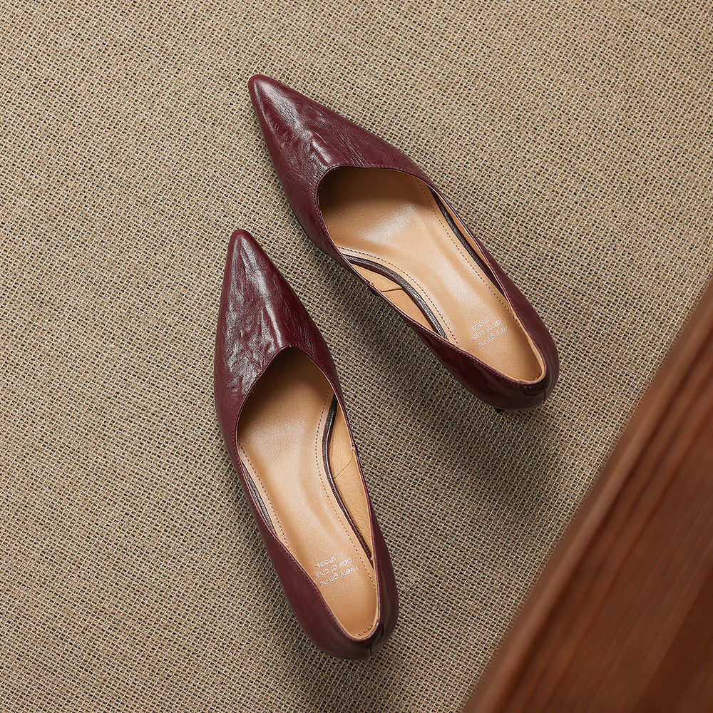 Women's Genuine Leather Pointed-Toe Heels Corvine