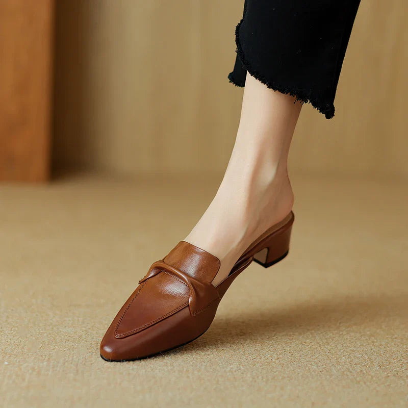 Women's Genuine Leather Pointed-Toe Mules Corvine
