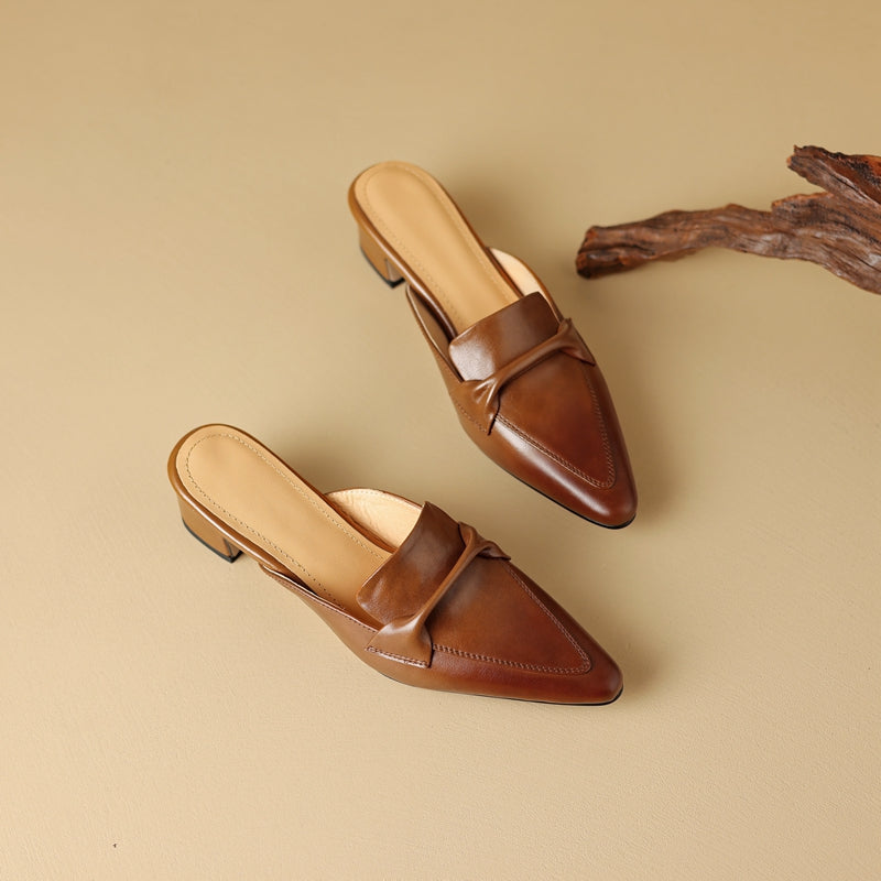 Women's Genuine Leather Pointed-Toe Mules Corvine