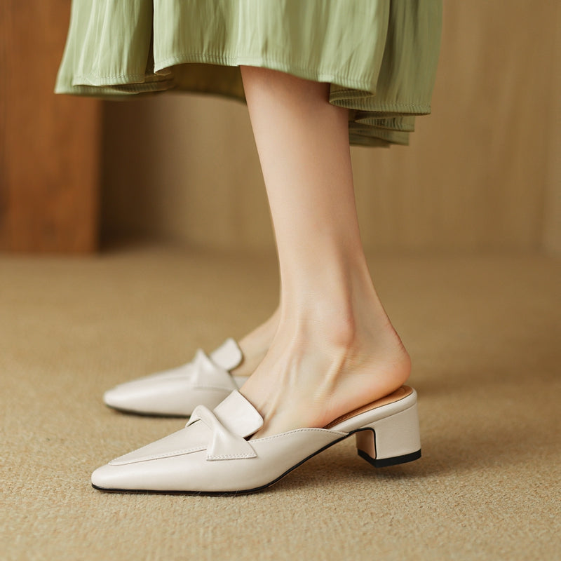 Women's Genuine Leather Pointed-Toe Mules Corvine