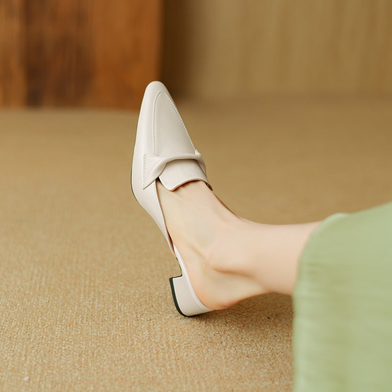 Women's Genuine Leather Pointed-Toe Mules Corvine