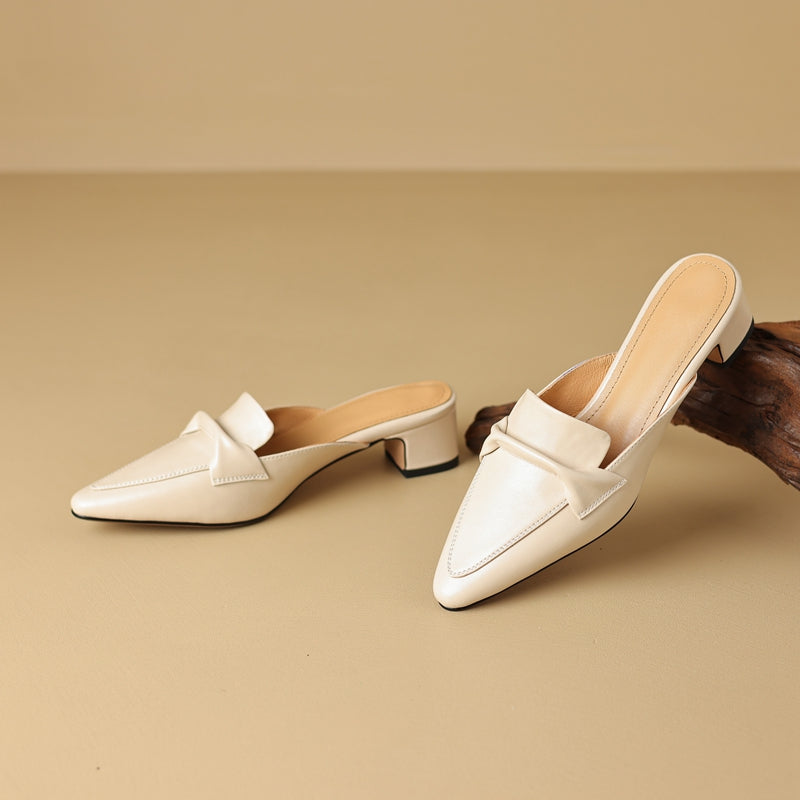 Women's Genuine Leather Pointed-Toe Mules Corvine