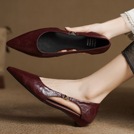 Women's Genuine Leather Pointed Flats Corvine