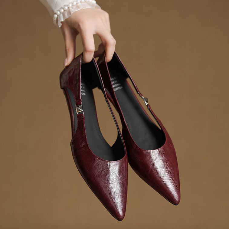Women's Genuine Leather Pointed Flats Corvine