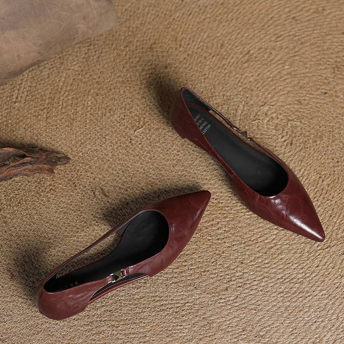 Women's Genuine Leather Pointed Flats Corvine