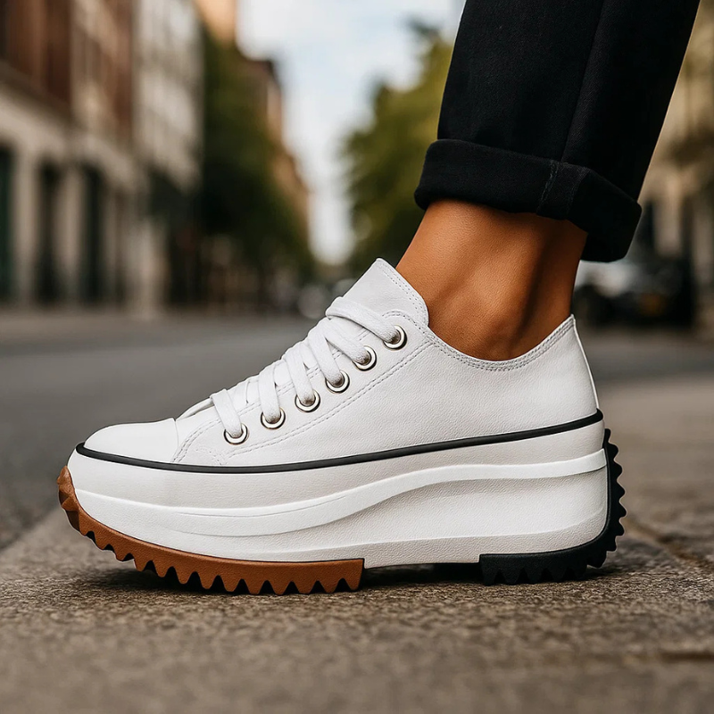 Women's Genuine Leather Retro Platform Trainers Corvine