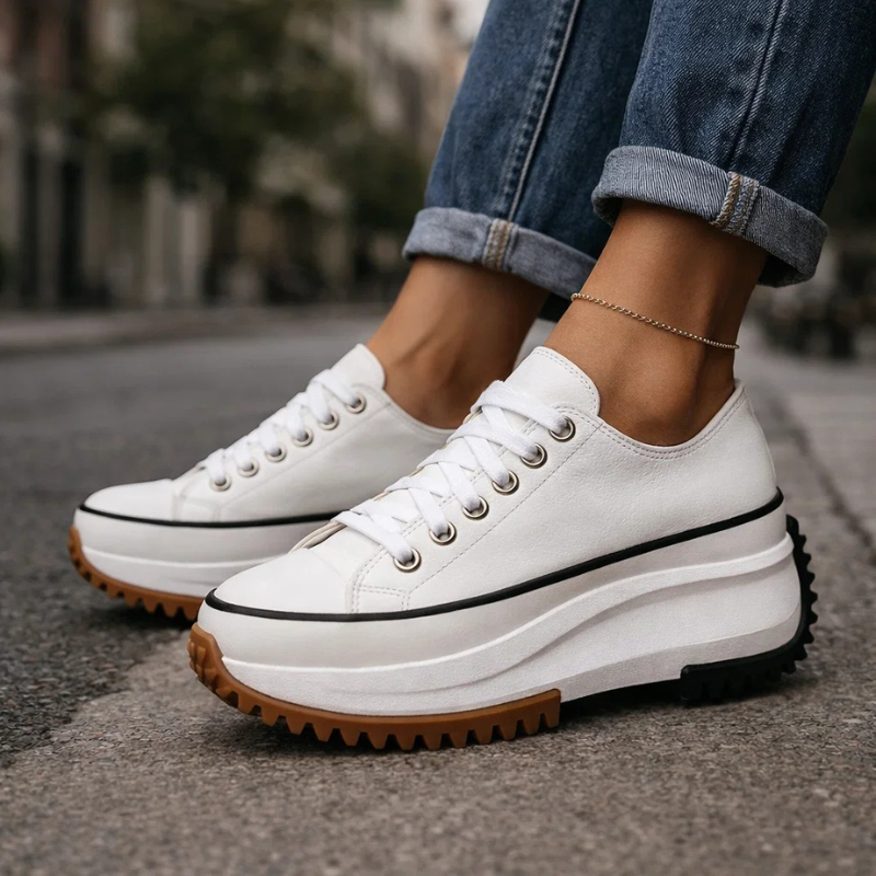 Women's Genuine Leather Retro Platform Trainers Corvine
