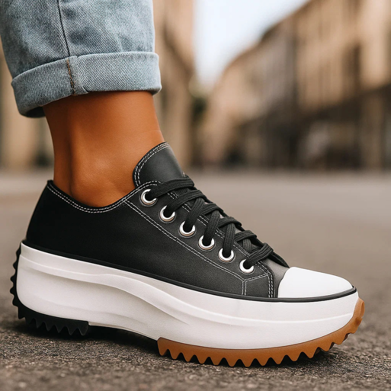 Women's Genuine Leather Retro Platform Trainers Corvine