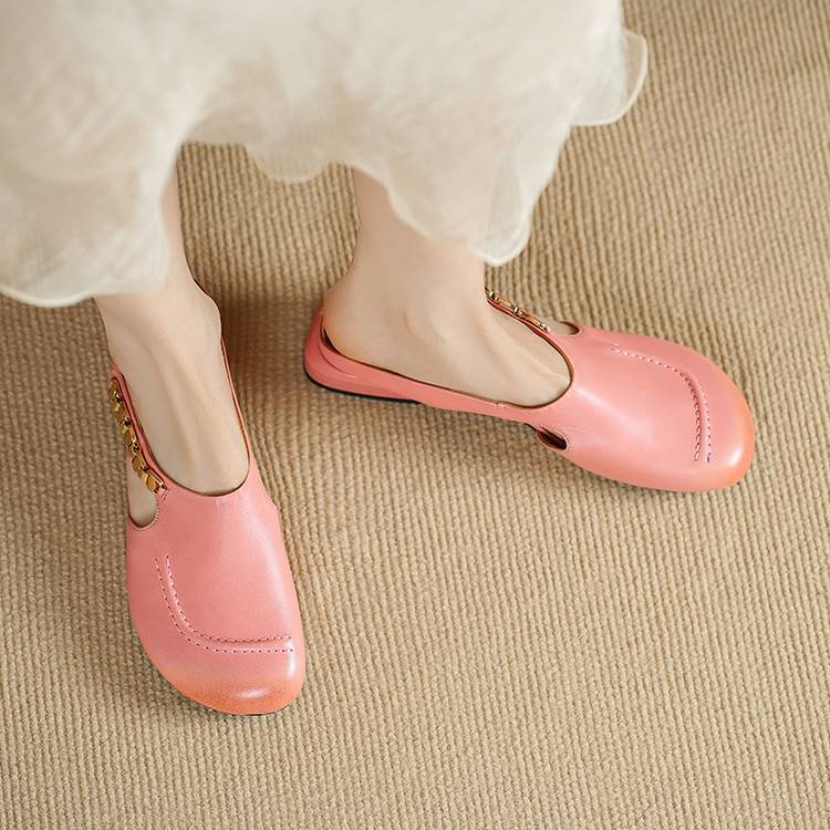 Women's Genuine Leather Round-Toe Mules Corvine
