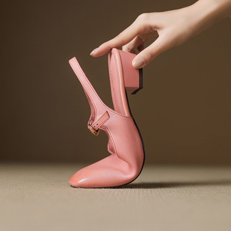 Women's Genuine Leather T-Strap Heels Corvine