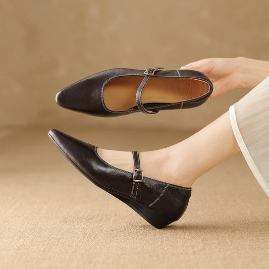Women's Genuine Leather Wedge Pumps Corvine