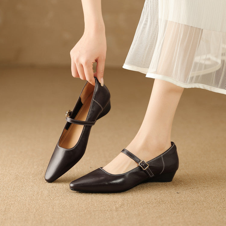 Women's Genuine Leather Wedge Pumps Corvine