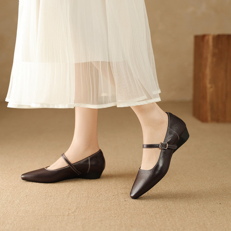 Women's Genuine Leather Wedge Pumps Corvine