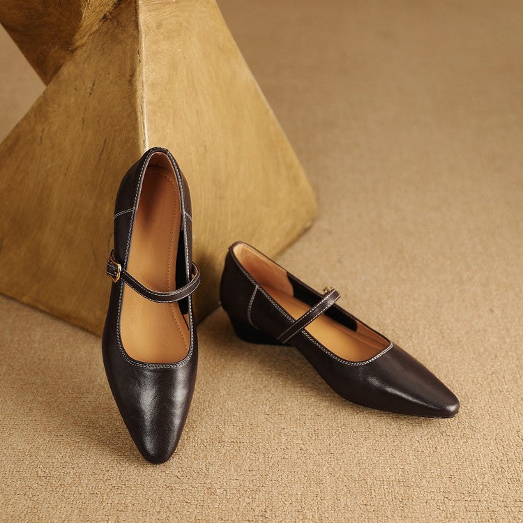 Women's Genuine Leather Wedge Pumps Corvine