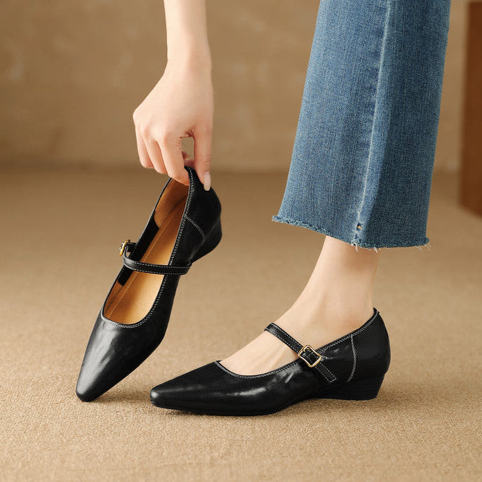 Women's Genuine Leather Wedge Pumps Corvine